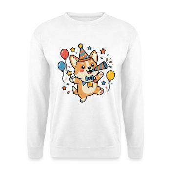 Süßes Corgi-Geburtstags-Hundeliebhaber-Geburtstagsparty-Outfit - Unisex Pullover - Weiß - Vorne - Alina (178cm) & Michal (187cm)