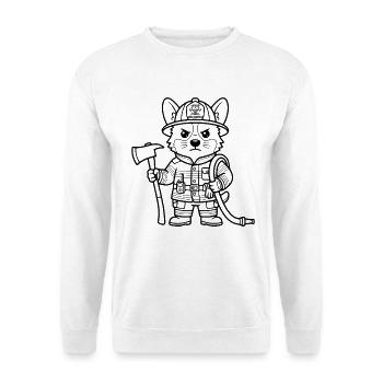 Süßes Corgi-Feuerwehr-Geschenk für Hundeliebhaber - Unisex Pullover - Weiß - Vorne - Alina (178cm) & Michal (187cm)