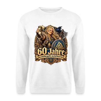 60.Geburtstag Schildmaid - Unisex Pullover - Weiß - Vorne - Alina (178cm) & Michal (187cm)
