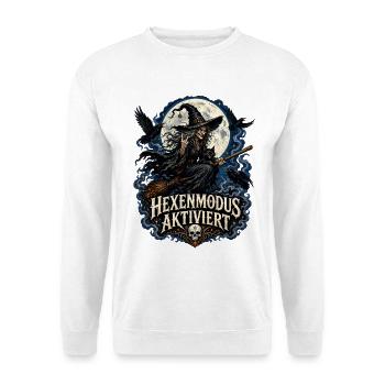 Hexenmodus Aktiviert - Unisex Pullover - Weiß - Vorne - Alina (178cm) & Michal (187cm)