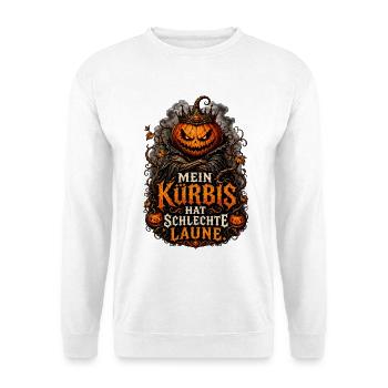 Grimmiger Kürbis König - Unisex Pullover - Weiß - Vorne - Alina (178cm) & Michal (187cm)