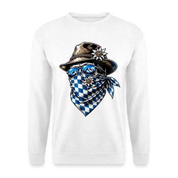 Bayerischer Gangster Oktober Edelweiß Fest - Unisex Pullover - Weiß - Vorne - Alina (178cm) & Michal (187cm)