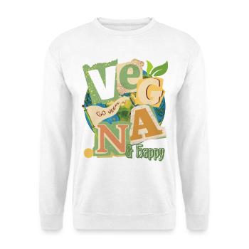 Vegan Welt Collage - Unisex Pullover - Weiß - Vorne - Alina (178cm) & Michal (187cm)