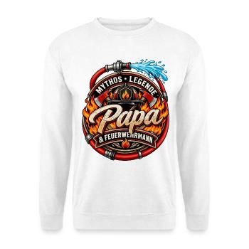 Feuerwehrmann Papa Vatertag Bester Vater  - Unisex Pullover - Weiß - Vorne - Alina (178cm) & Michal (187cm)