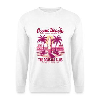 Ocean Beach Surfen Sommer Strand Retro Vintage - Unisex Pullover - Weiß - Vorne - Alina (178cm) & Michal (187cm)