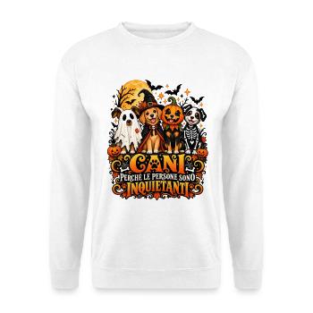 Cani perché le persone sono inquietanti Halloween - Unisex Pullover - Weiß - Vorne - Alina (178cm) & Michal (187cm)