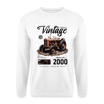 Oldtimer Traktor Bauer Geburtstag Jahrgang 2000 - Unisex Pullover - Weiß - Vorne - Alina (178cm) & Michal (187cm)