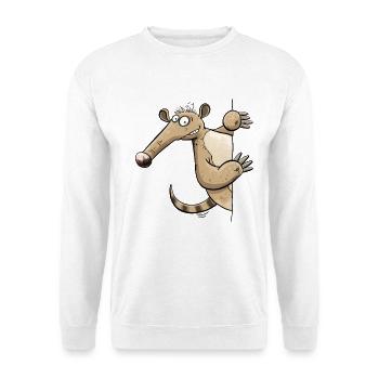 Nasenbär Wildtier Zoo Tierhumor Lustige Tiere - Unisex Pullover - Weiß - Vorne - Alina (178cm) & Michal (187cm)