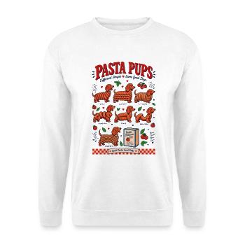 Pasta Pups Dachshund  - Unisex Pullover - Weiß - Vorne - Alina (178cm) & Michal (187cm)