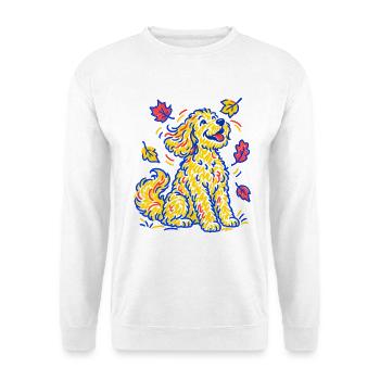 Goldendoodle Hund Herbst Hundemama Hundepapa Bunt - Unisex Pullover - Weiß - Vorne - Alina (178cm) & Michal (187cm)