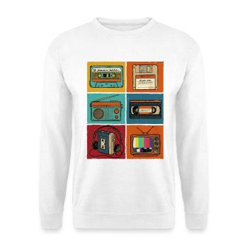 90er Jahre, 80er Jahre Party, Kassette, Nostalgie - Unisex Pullover - Weiß - Vorne - Alina (178cm) & Michal (187cm)