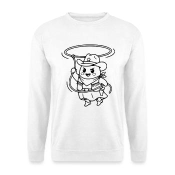 Niedliche Kawaii-Geister-Cowboy-Western-Ästhetik - Unisex Pullover - Weiß - Vorne - Alina (178cm) & Michal (187cm)