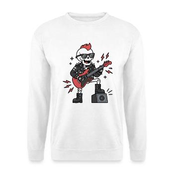 Cute Kawaii Skeleton Rock star Electric Guitarist - Unisex Pullover - Weiß - Vorne - Alina (178cm) & Michal (187cm)