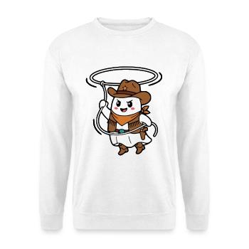 Niedlicher Kawaii-Geist-Cowboy-Halloween-Western - Unisex Pullover - Weiß - Vorne - Alina (178cm) & Michal (187cm)