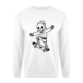 Niedliche Kawaii-Skelett-Skateboard-Linien-Kunst Aesthe - Unisex Pullover - Weiß - Vorne - Alina (178cm) & Michal (187cm)
