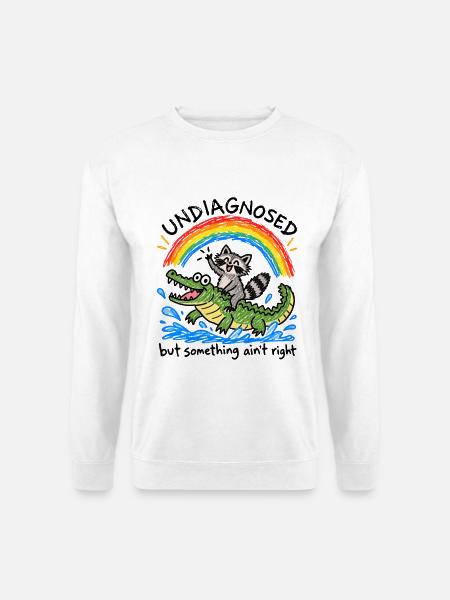Undiagnosed | Waschbär Krokodil Chaos - Unisex Pullover - Weiß