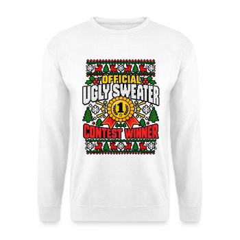 Offizieller UglySweater Sieger - Unisex Pullover - Weiß - Vorne - Alina (178cm) & Michal (187cm)