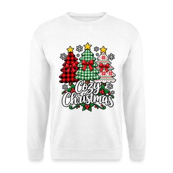 Gemütliches Weihnachtswald-Motiv - Unisex Pullover - Weiß - Vorne - Alina (178cm) & Michal (187cm)