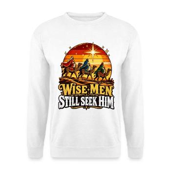 Weise Männer Suchen Ihn - Unisex Pullover - Weiß - Vorne - Alina (178cm) & Michal (187cm)