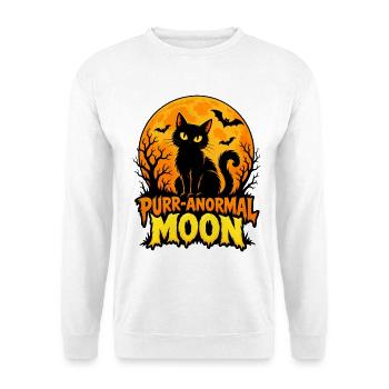 PurrAnormal Moon Katzen-Design - Unisex Pullover - Weiß - Vorne - Alina (178cm) & Michal (187cm)