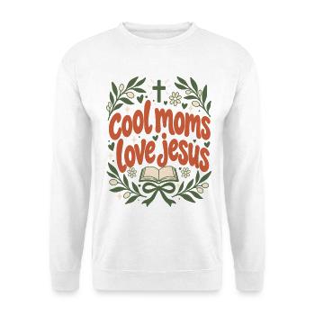 Cool Moms Love Jesus Christian Mom Floral Faith - Unisex Pullover - Weiß - Vorne - Alina (178cm) & Michal (187cm)