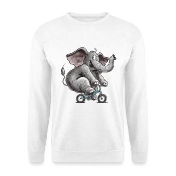 Elefant Fahrrad Radfahren Radsport Tierhumor - Unisex Pullover - Weiß - Vorne - Alina (178cm) & Michal (187cm)