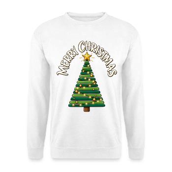Weihnachtsbaum Christbaum Merry Christmas  - Unisex Pullover - Weiß - Vorne - Alina (178cm) & Michal (187cm)