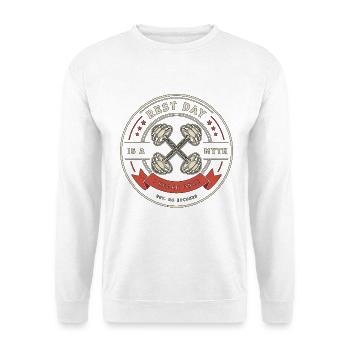 Personal Trainer Rest Day Is A Myth Gym Trainer - Unisex Pullover - Weiß - Vorne - Alina (178cm) & Michal (187cm)