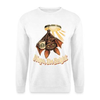 Nope Too Bright Vampirfledermaus Wohnheim Lampe - Unisex Pullover - Weiß - Vorne - Alina (178cm) & Michal (187cm)