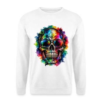 Color Skull – Wild Vision - Unisex Pullover - Weiß - Vorne - Alina (178cm) & Michal (187cm)
