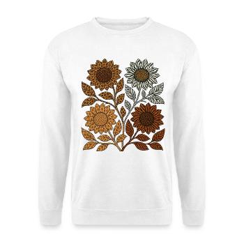 Boho Safari Sunflowers - Unisex Pullover - Weiß - Vorne - Alina (178cm) & Michal (187cm)