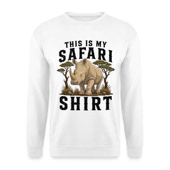 This Is My Safari Rhino - Unisex Pullover - Weiß - Vorne - Alina (178cm) & Michal (187cm)