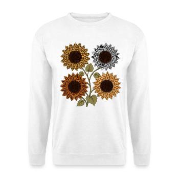 Boho Safari Sunflowers Leopard Zebra Tiger Giraffe - Unisex Pullover - Weiß - Vorne - Alina (178cm) & Michal (187cm)