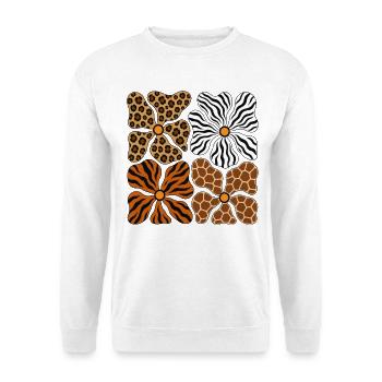 Boho Safari Blumen Leopard Zebra Giraffe Tiger - Unisex Pullover - Weiß - Vorne - Alina (178cm) & Michal (187cm)