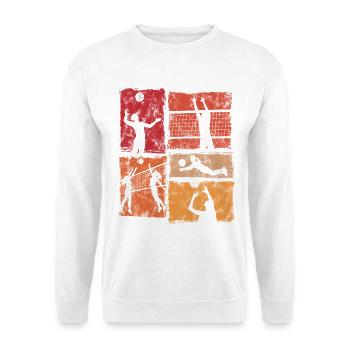 Volleyball Volleyballerinnen im Spiel Damen Retro - Unisex Pullover - Weiß - Vorne - Alina (178cm) & Michal (187cm)
