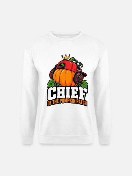 Kürbis Chef Patch Kopfhörer - Unisex Pullover - Weiß