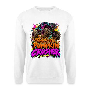 Monstertruck Kürbiszerstörer - Unisex Pullover - Weiß - Vorne - Alina (178cm) & Michal (187cm)