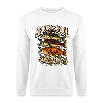 Spooky School Fische Halloween - Unisex Pullover - Weiß - Vorne - Alina (178cm) & Michal (187cm)