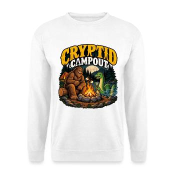 Cryptid Campout: Bigfoot & Snake Campfire - Unisex Pullover - Weiß - Vorne - Alina (178cm) & Michal (187cm)