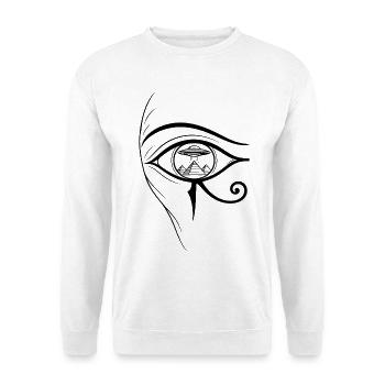 Auge des Horus, UFO - Unisex Pullover - Weiß - Vorne - Alina (178cm) & Michal (187cm)