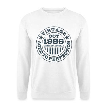 Vintage Oktober 1986 Limited Edition Circle - Unisex Pullover - Weiß - Vorne - Alina (178cm) & Michal (187cm)