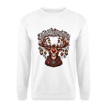 Rentierkrone mit Laternen - Unisex Pullover - Weiß - Vorne - Alina (178cm) & Michal (187cm)