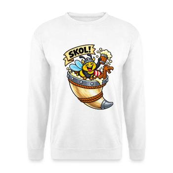 Skol Biene im Wikingerhorn - Unisex Pullover - Weiß - Vorne - Alina (178cm) & Michal (187cm)