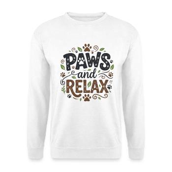 Paws And Relax Hund Katze Pfoten Geschenk - Unisex Pullover - Weiß - Vorne - Alina (178cm) & Michal (187cm)