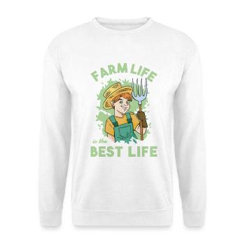 Farm Life Is The Best Life Bauernhof Dorfkind - Unisex Pullover - Weiß - Vorne - Alina (178cm) & Michal (187cm)