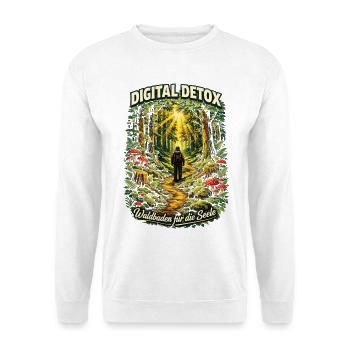 Digital Detox – Waldbaden für die Seele - Unisex Pullover - Weiß - Vorne - Alina (178cm) & Michal (187cm)