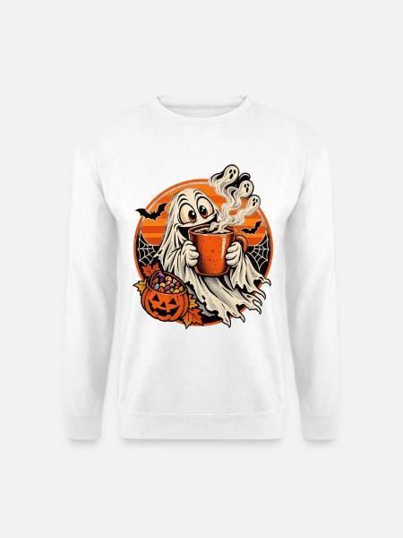Geist mit Kürbiskaffee - Unisex Pullover - Weiß