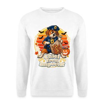 Halloween Hund Chief Treat Inspector für - Unisex Pullover - Weiß - Vorne - Alina (178cm) & Michal (187cm)