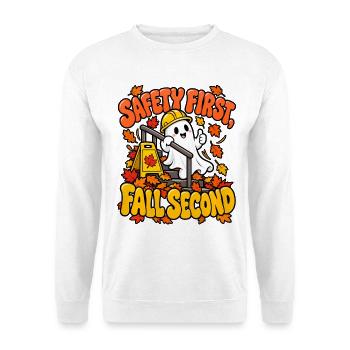 Sicherheit zuerst Herbstgeist - Unisex Pullover - Weiß - Vorne - Alina (178cm) & Michal (187cm)