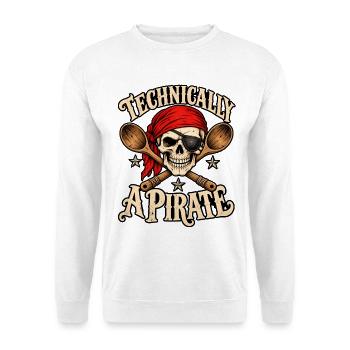 Technisch Ein Pirat Schädel - Unisex Pullover - Weiß - Vorne - Alina (178cm) & Michal (187cm)
